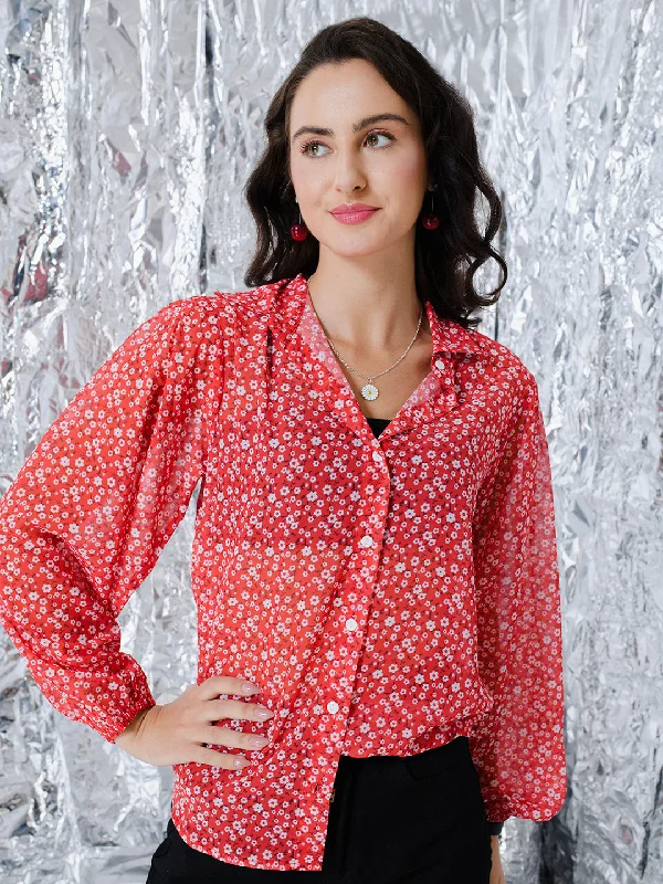 TANDUL  Women Regular Fit Printed Casual Shirt Comfortable Peplum Short Shirt