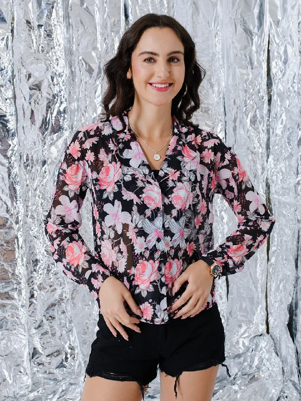 TANDUL  Women Regular Fit Printed Casual Shirt Trendy Print Short Sleeve