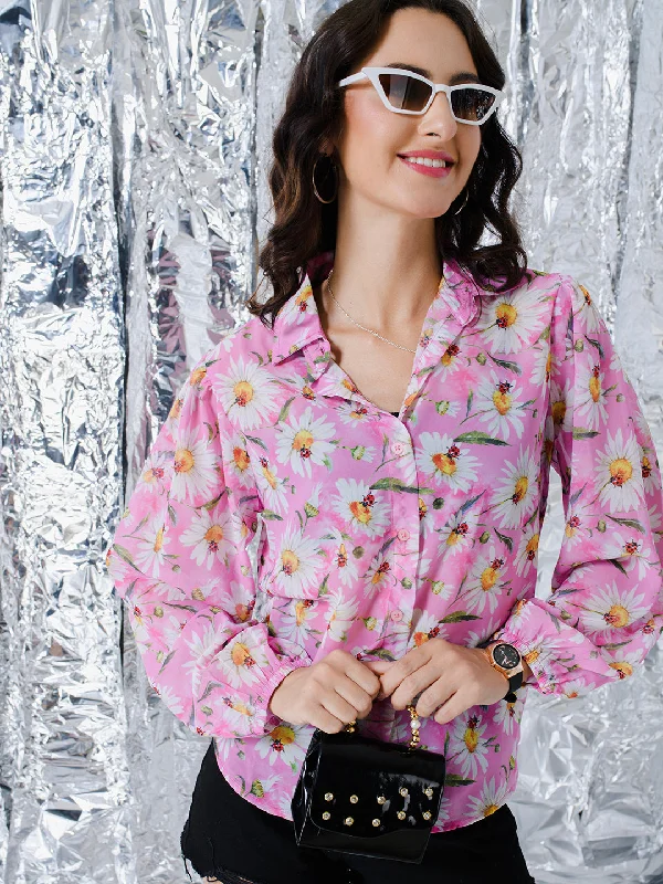 TANDUL  Women Regular Fit Printed Casual Shirt Casual Oversized Short Shirt