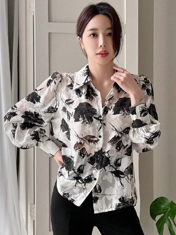 TANDUL  Women Regular Fit Printed Casual Shirt Chic Embellished Short Sleeve