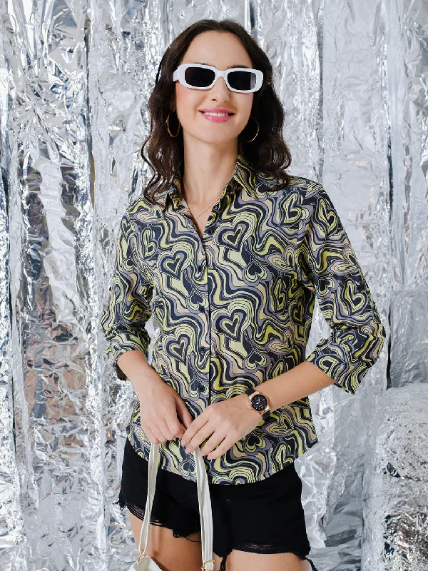 TANDUL  Women Regular Fit Printed Casual Shirt Classic Button-Up Short Tee