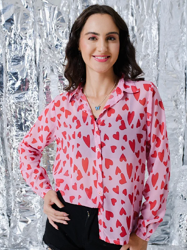 TANDUL  Women Regular Fit Printed Casual Shirt Chic V-Neck Short Blouse