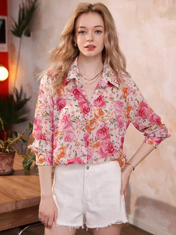 TANDUL Women Regular Fit Printed Built-up Collar Casual Shirt Fashionable Draped Short Sleeve TANDUL Women Regular Fit Printed Built-up Collar Casual Shirt Fashionable Draped Short Sleeve