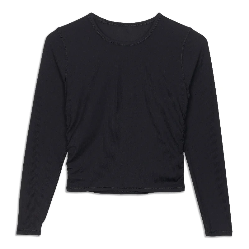 All It Takes Ribbed Long-Sleeve Shirt - Resale Casual Loose Short Sleeve