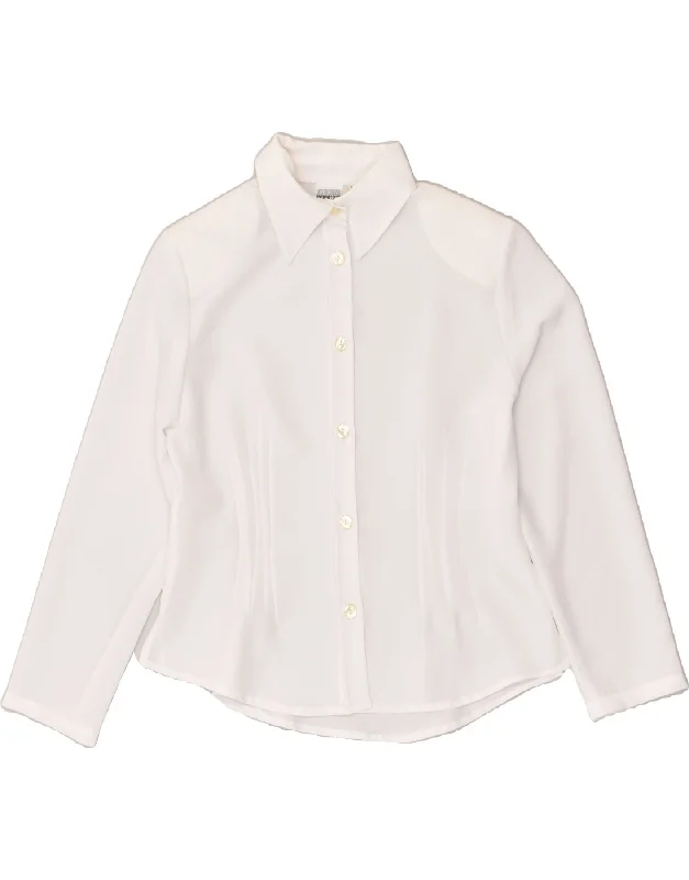ANDREA MARE Womens Shirt UK 14 Medium White Casual Loose Short Sleeve