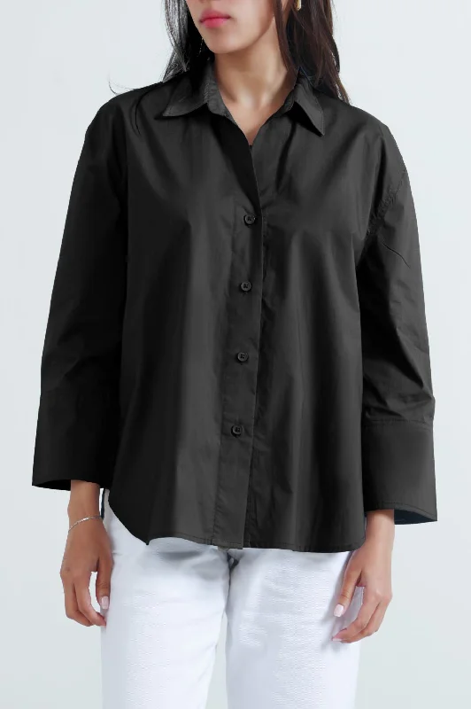 BASIC POPLIN SHIRT Trendy Short Sleeve Tunic