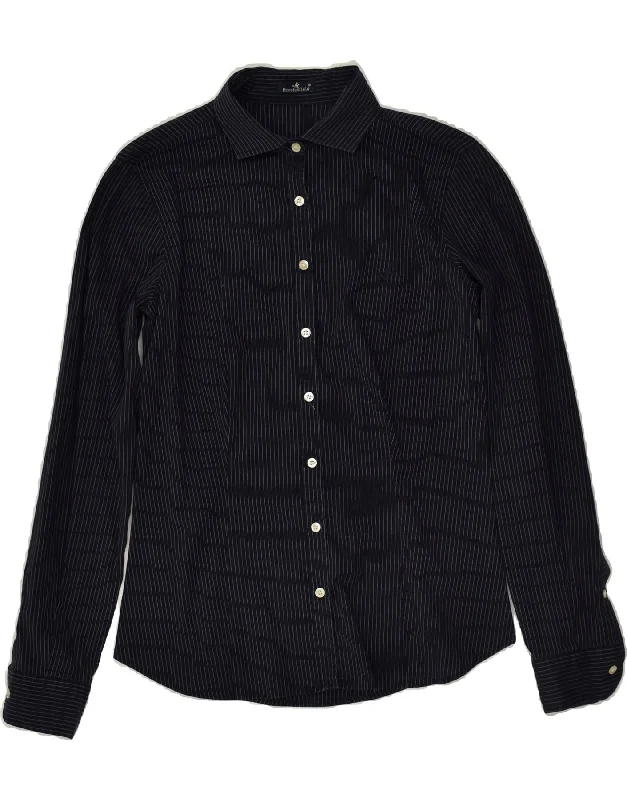 BROOKSFIELD Womens Shirt IT 42 Medium Navy Blue Pinstripe Cotton Comfortable Graphic Short Sleeve BROOKSFIELD Womens Shirt IT 42 Medium Navy Blue Pinstripe Cotton Comfortable Graphic Short Sleeve