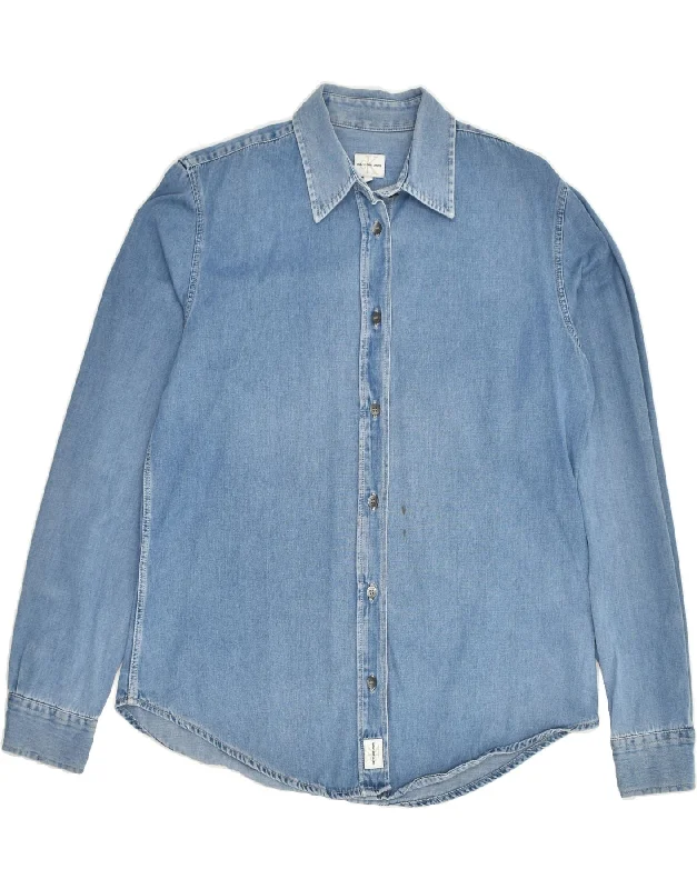 CALVIN KLEIN Womens Denim Shirt UK 18 XL Blue Cotton Comfortable Stretch Short Shirt CALVIN KLEIN Womens Denim Shirt UK 18 XL Blue Cotton Comfortable Stretch Short Shirt