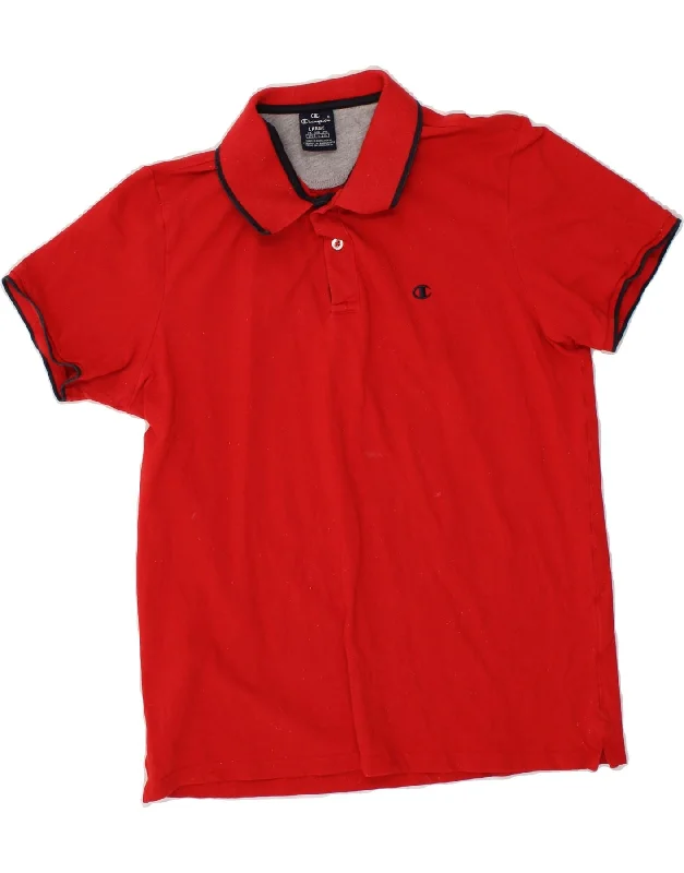 CHAMPION Womens Polo Shirt UK 16 Large Red Casual Cotton Short Shirt