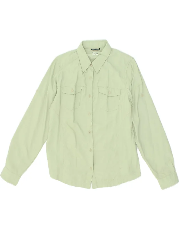 COLUMBIA Womens Shirt UK 14 Medium Green Nylon Casual Button-Up Short Tee