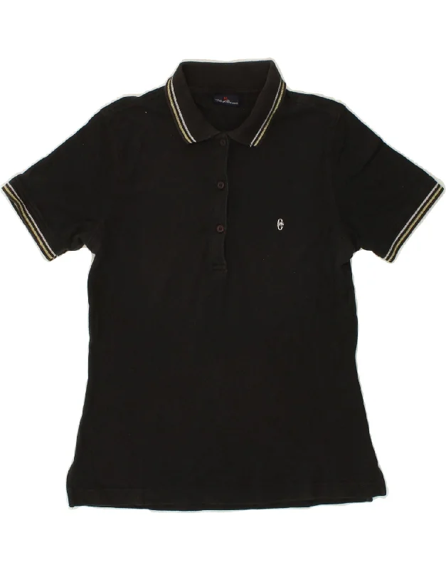 CONTE OF FLORENCE Womens Polo Shirt UK 12 Medium Black Fashionable Cuffed Short Sleeve CONTE OF FLORENCE Womens Polo Shirt UK 12 Medium Black Fashionable Cuffed Short Sleeve