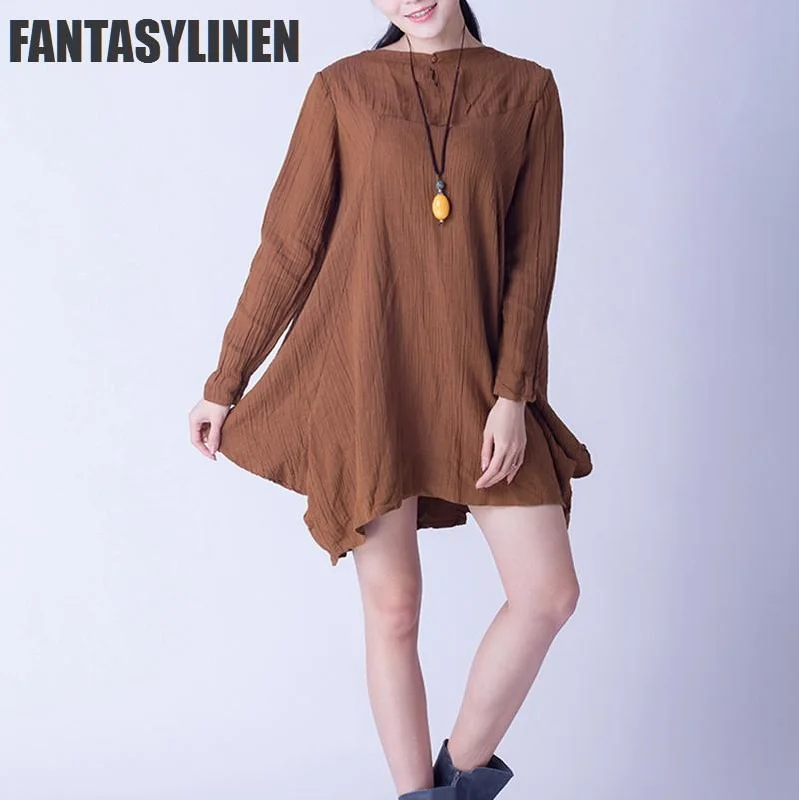 Yellow Linen Casual Loose Shirt  Women Clothes S0802A Classic Short Sleeve Blouse
