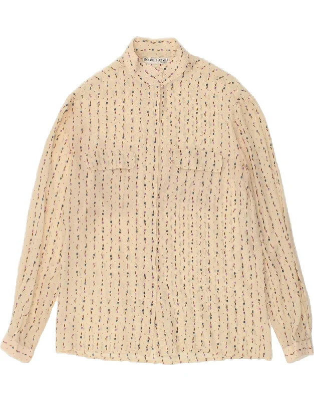 EMMANUEL SCHVILI Womens Shirt UK 12 Medium Beige Floral Acetate Trendy Print Short Sleeve EMMANUEL SCHVILI Womens Shirt UK 12 Medium Beige Floral Acetate Trendy Print Short Sleeve