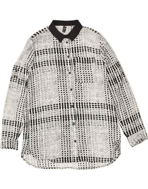 G-STAR Womens Shirt Blouse UK 18 XL Grey Geometric Viscose Elegant Lace-Trimmed Short Shirt G-STAR Womens Shirt Blouse UK 18 XL Grey Geometric Viscose Elegant Lace-Trimmed Short Shirt