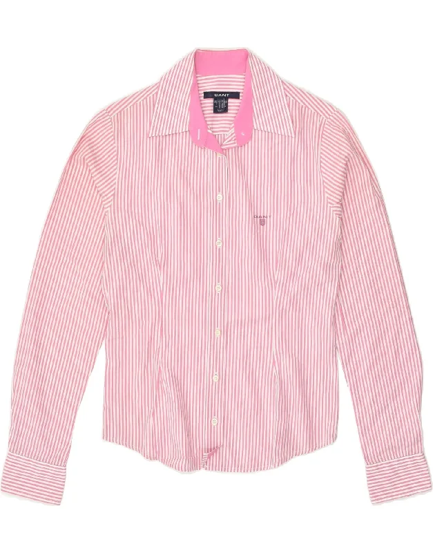 GANT Womens Shirt UK 10 Small  Pink Striped Cotton Relaxed Fit Short Tunic