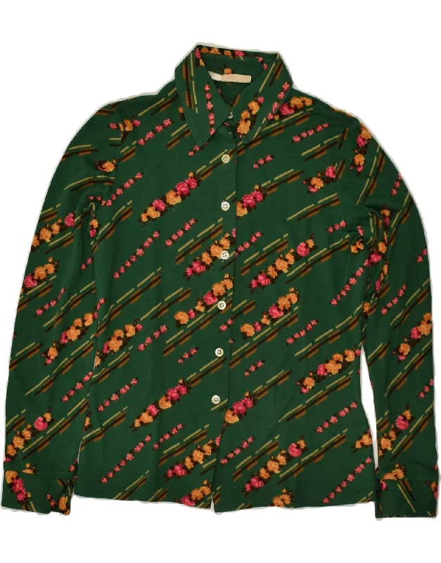 GERARD PASQUIER Womens Shirt IT 42 Medium Green Floral Acrylic Casual Slouchy Short Sleeve GERARD PASQUIER Womens Shirt IT 42 Medium Green Floral Acrylic Casual Slouchy Short Sleeve