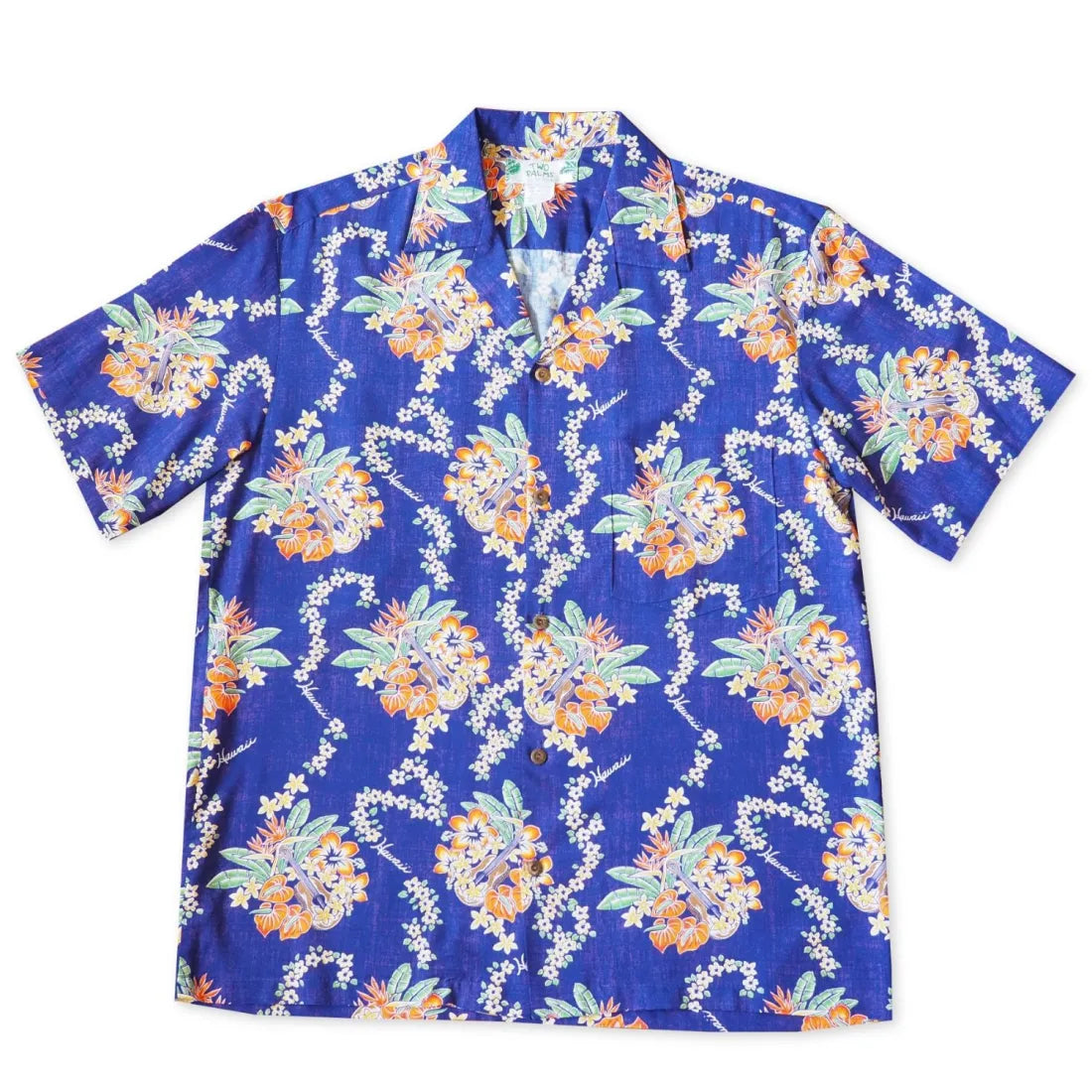 Hawaii Lei Purple Hawaiian Rayon Shirt Stylish Short Sleeve Top