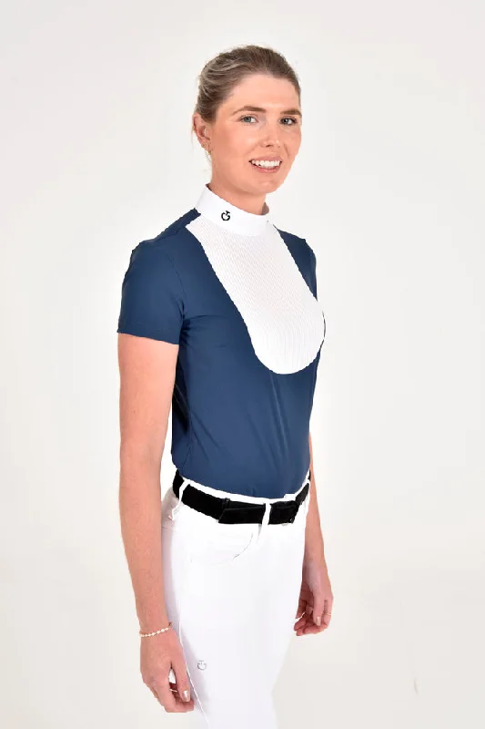 Jersey Pleated Bib Short Sleeve Competition Shirt - Atlantic Blue Relaxed Fit Short Shirt Jersey Pleated Bib Short Sleeve Competition Shirt - Atlantic Blue Relaxed Fit Short Shirt