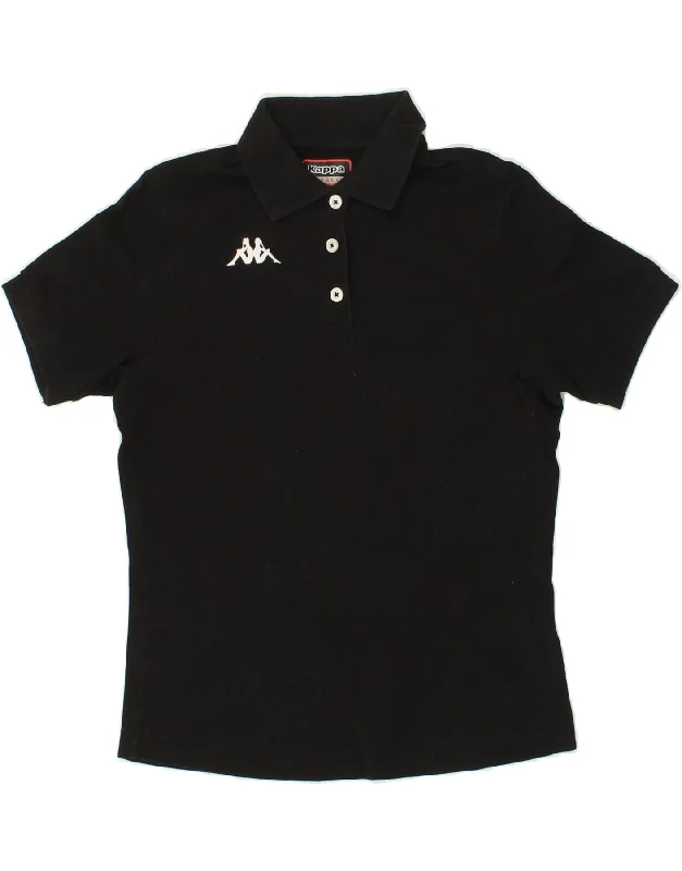 KAPPA Womens Polo Shirt UK 10 Small Black Cotton Trendy Short Sleeve Tunic