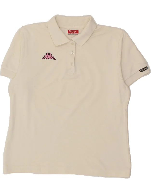 KAPPA Womens Polo Shirt UK 18 XL Off White Comfortable Short Sleeve Tunic
