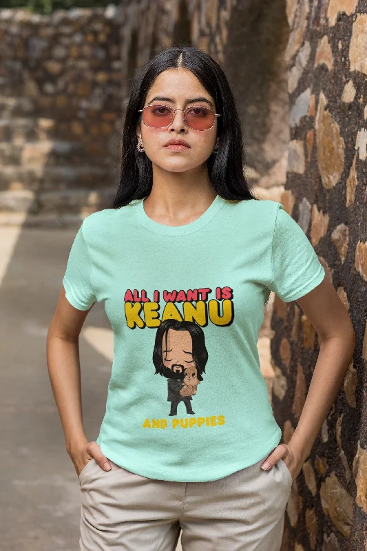 Keanu Printed Tshirt by UQ(Mint) Elegant Silk Short Shirt