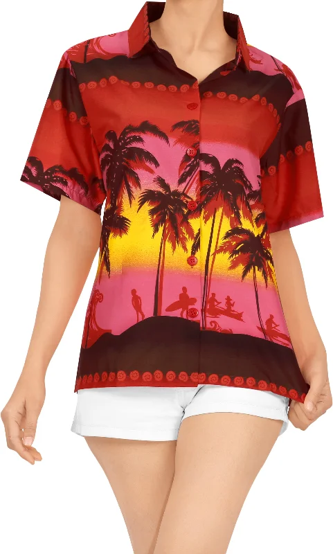 LA LEELA Women Hawaiian Beach Blouse Button Down Camp Casual Shirt Tropical Stylish Printed Short Shirt LA LEELA Women Hawaiian Beach Blouse Button Down Camp Casual Shirt Tropical Stylish Printed Short Shirt