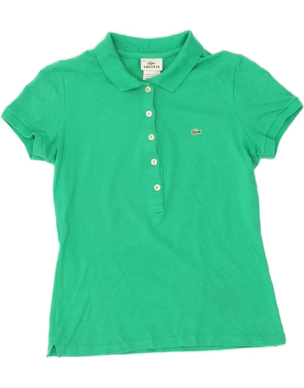 LACOSTE Womens Polo Shirt Size 38 Medium Green Cotton Trendy Button-Front Short Sleeve LACOSTE Womens Polo Shirt Size 38 Medium Green Cotton Trendy Button-Front Short Sleeve