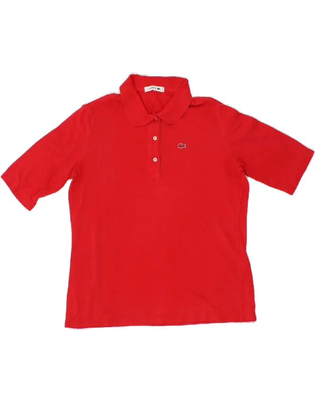 LACOSTE Womens Polo Shirt Size 44 Large Red Cotton Trendy Sleeveless Short Shirt