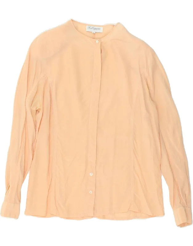 LES COPAINS Womens Shirt Blouse UK 14 Large Beige Classic Casual Short Sleeve