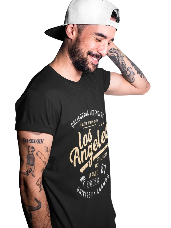 Los Angles Printed Tshirt by UQ(Black) Stylish Round Neck Shirt