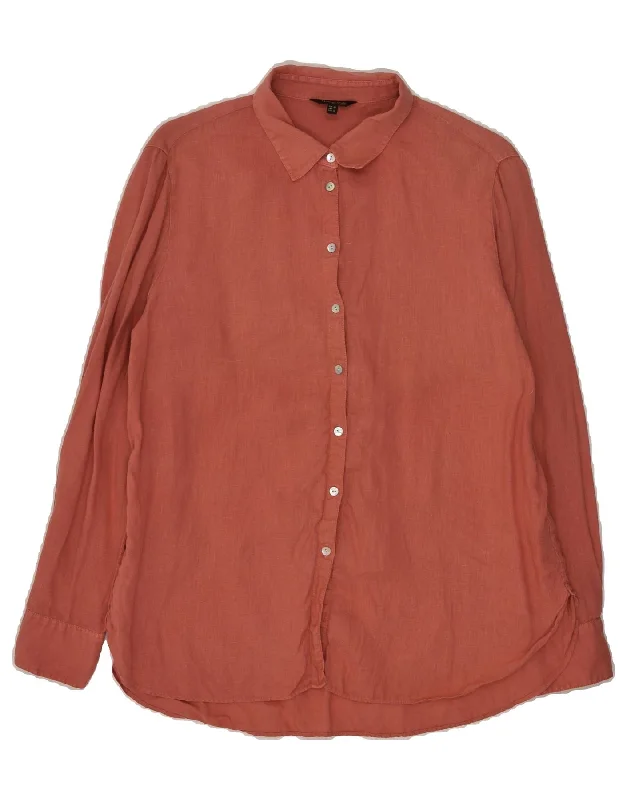 MASSIMO DUTTI Womens Shirt EU 38 Medium Pink Fashionable Rounded Short Shirt
