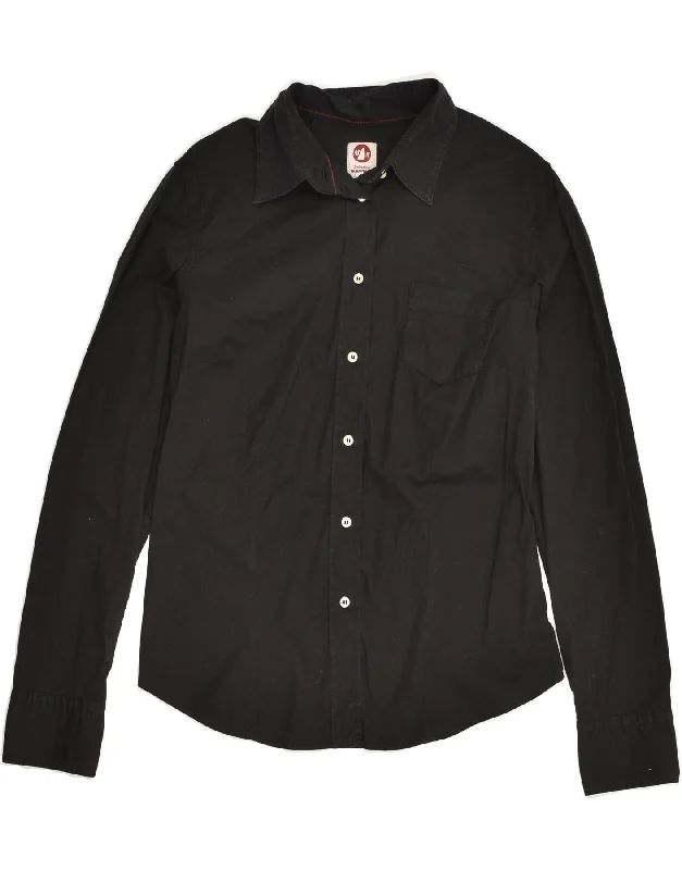 MURPHY & NYE Womens Shirt UK 12 Medium Black Cotton Relaxed Short Sleeve Tee