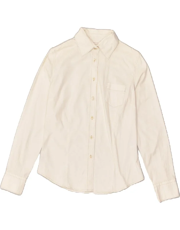 MURPHY & NYE Womens Shirt UK 12 Medium Off White Cotton Comfortable Short Sleeve Blouse MURPHY & NYE Womens Shirt UK 12 Medium Off White Cotton Comfortable Short Sleeve Blouse