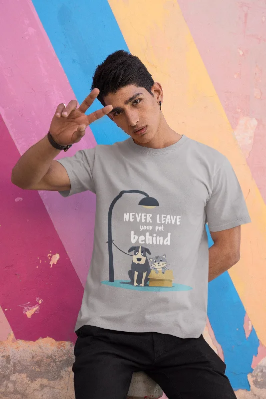 Never Leave Your Dog Printed Tshirt by UQ(Light Grey) Fashionable Draped Short Sleeve Never Leave Your Dog Printed Tshirt by UQ(Light Grey) Fashionable Draped Short Sleeve