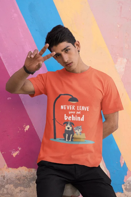Never Leave Your Dog Printed Tshirt by UQ(Sunset)(Royal Blue) Classic Denim Short Sleeve Never Leave Your Dog Printed Tshirt by UQ(Sunset)(Royal Blue) Classic Denim Short Sleeve