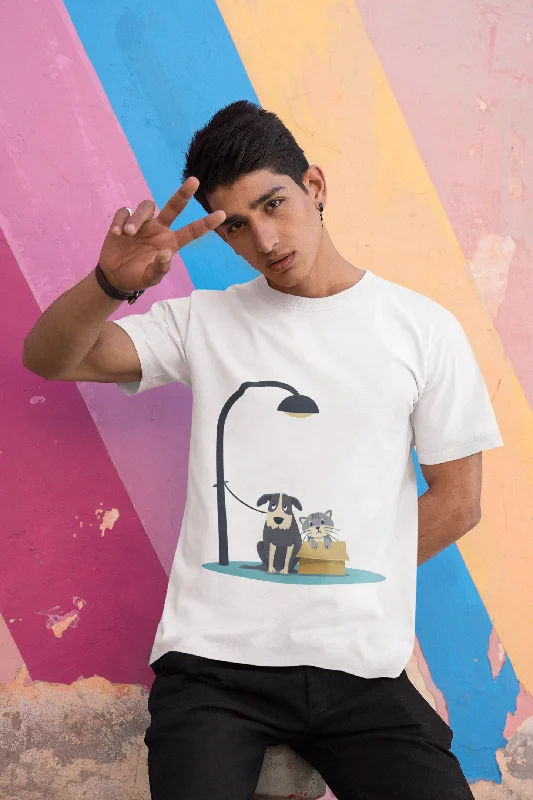 Never Leave Your Dog Printed Tshirt by UQ(White) Trendy Tie-Front Short Shirt