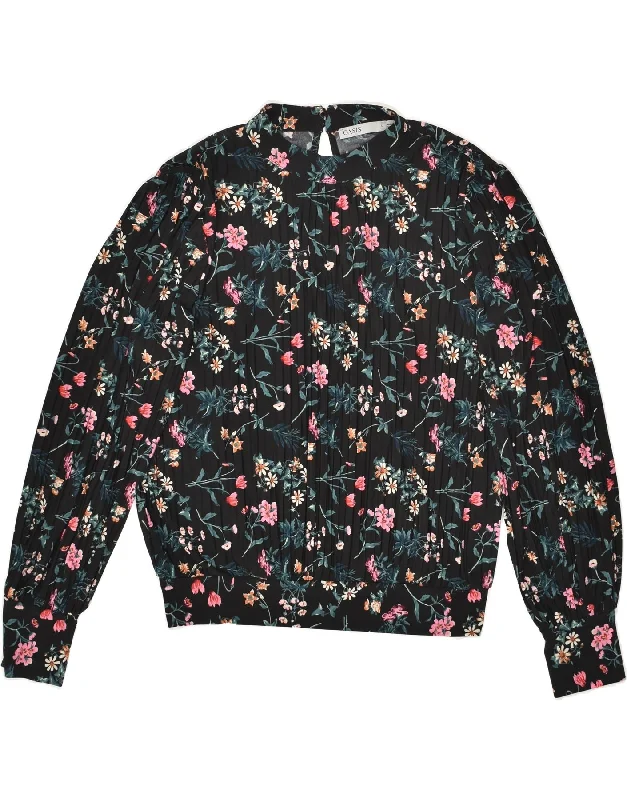 OASIS Womens Shirt Blouse UK 16 Large Black Floral Polyester Cozy Printed Short Shirt OASIS Womens Shirt Blouse UK 16 Large Black Floral Polyester Cozy Printed Short Shirt
