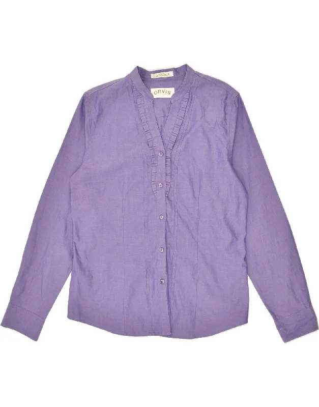 ORVIS Womens Shirt US 14 XL Purple Cotton Stylish Printed Short Shirt