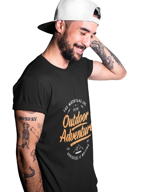 Outdoor Adventure Printed Tshirt by UQ(Black) Modern Short Sleeve Top