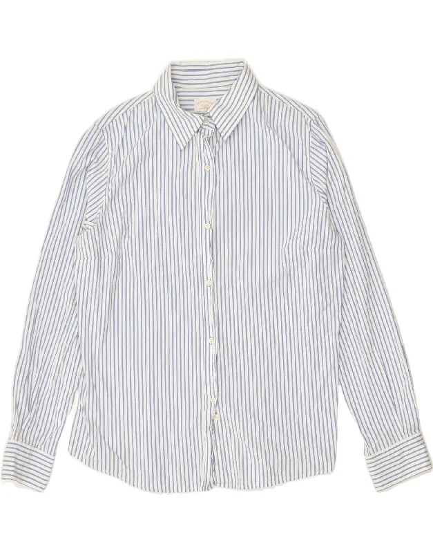 PAUL & SHARK Womens Shirt IT 52 2XL Blue Striped Cotton Classic V-Neck Short Shirt