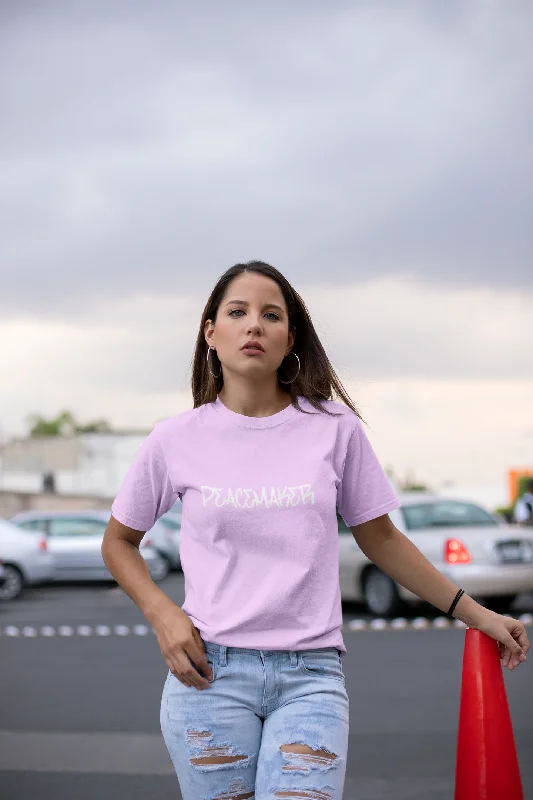 Peacemaker Printed Tshirt by UQ(Light Grey)(Lilac) Relaxed Fit Short Shirt