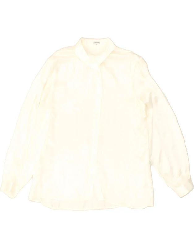 PEPPERINO Womens Shirt UK 16 Large White Trendy Short Sleeve Blouse