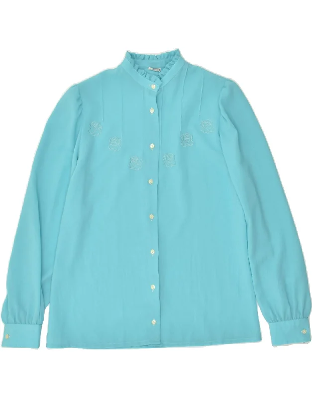 PRIMAVERA FIRENZE Womens Shirt Blouse UK 14 Medium Turquoise Floral Casual Slouchy Short Sleeve PRIMAVERA FIRENZE Womens Shirt Blouse UK 14 Medium Turquoise Floral Casual Slouchy Short Sleeve