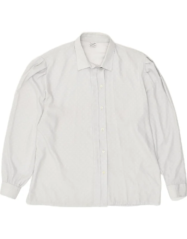 PRIMAVERA FIRENZE Womens Shirt Blouse UK 18 XL Grey Spotted Polyester Classic Basic Short Shirt PRIMAVERA FIRENZE Womens Shirt Blouse UK 18 XL Grey Spotted Polyester Classic Basic Short Shirt