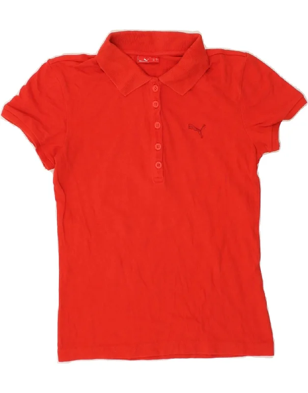 PUMA Womens Polo Shirt UK 8 Small  Red Cotton Fashionable Short Sleeve Shirt