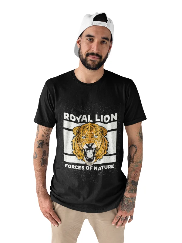 Royal Lion Printed Tshirt (Black) Stylish Short Sleeve Top