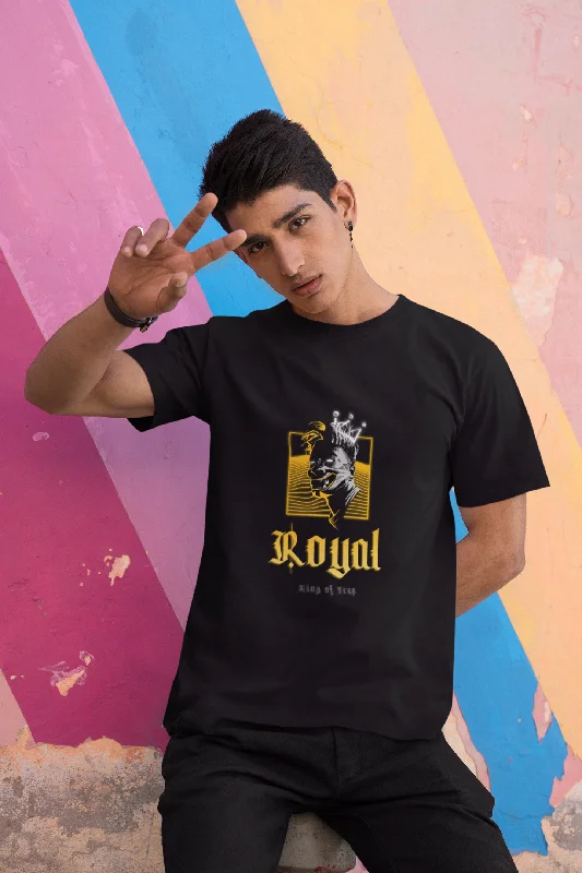 Royal Printed Tshirt by UQ(Black) Comfortable Peplum Short Shirt