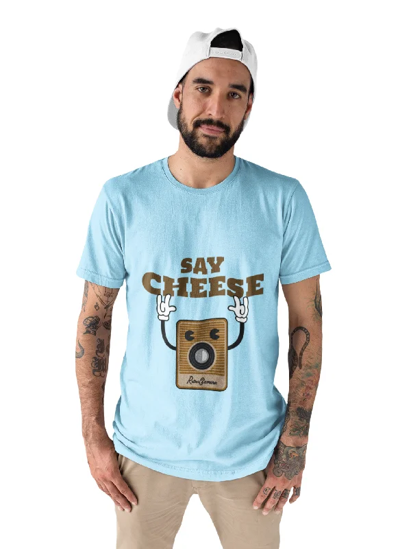 Say Cheese Printed Tshirt (Ocean Blue) Stylish Short Sleeve Top