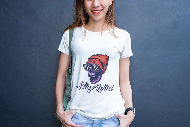Stay Wild Printed Tshirt (White) Stylish Short Sleeve Top