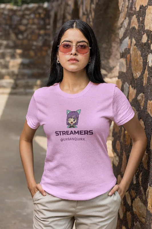 Streamer Printed Tshirt (Mint)(Lilac) Cozy Plain Short Sleeve